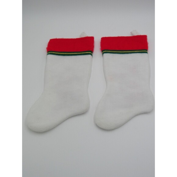 Retro 1970s Set of 2 Vintage Felt Christmas Stockings Santa Holiday Morehead - Picture 7 of 12